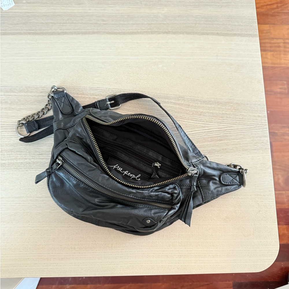 Free People Black Leather Crossbody Bag